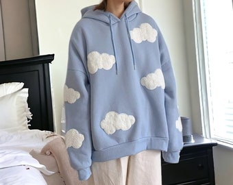 Kawaii Cloud y2k Hoodie, Pullover Cotton y2k Hoodie for Women, Oversized Hooded y2k Sweatshirt, Japanese Streetwear, y2k Kawaii