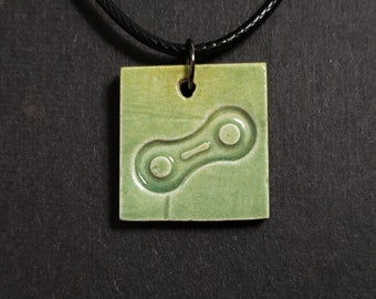Handmade Pottery Ceramic Chain Link Pendant Necklace By Powers Art Studio