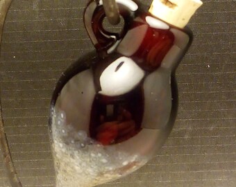 Handmade Lampwork Glass Frit Focal Pendant Handblown Vessel by Jessica Powers SRA