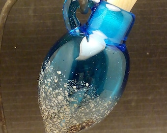 Handmade Lampwork Glass Frit Focal Pendant Handblown Vessel by Jessica Powers SRA