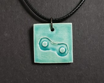 Handmade Pottery Ceramic Chain Link Pendant Necklace By Powers Art Studio