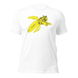 BananGrrr Unisex t-shirt, Retro Graphic Tee, Tiger T-shirt, Banana shirt, Big Cat Apparel, Athletic fit T-shirt, Summer Beach Shirt