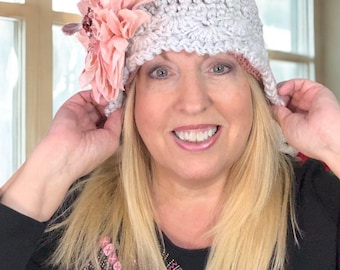 Crochet Cloche Hat Pattern PDF | Vintage Inspired Hat Chemo Friendly To Wear Over Chemo Cap