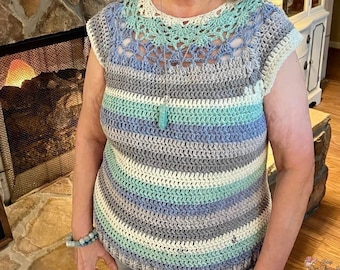 Easy Cotton Tee Crochet Pattern: Spring Summer Tunic (PDF Pattern)