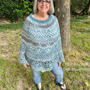 Round Lace Poncho Crochet Pattern - Multi-Stitch Cape (PDF Pattern)