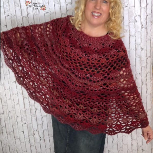 Round Lace Poncho Crochet Pattern - Spring Fall Winter Fashion - Lace Cover Up - Girlfriend Gift - Fast To Crochet - Multistitch Cape