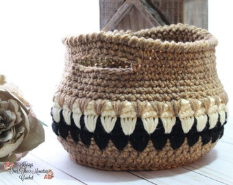Crochet Basket Pattern - Crochet Storage - Modern Home Decor - Farmhouse Decorations - Bathroom Container