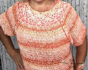 Cotton Tunic Crochet Pattern: Over Brook Tee, Short Sleeve (PDF Pattern)