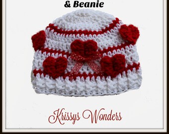 Bonnet en désordre - Modèle de bonnet au crochet - Bonnet queue de cheval - Modèle au crochet pour la Saint-Valentin toutes les tailles - Crochet 3D - Bonnet Tuque - KrissysWonders