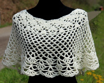 Easy Lace Poncho Crochet Pattern- Spring Beach Cover Up - Wedding Attire - Bridal Ponchette PDF Pattern