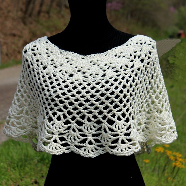 Lace Poncho häkeln Muster - Braut Schal Cape Capelet Ponchette - Frühling Sommer Strand Cover Up - Hochzeit Accessoire - S-L XL-1X 2X -5X