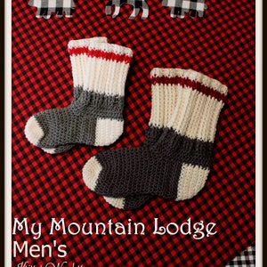 Mens Lumberjack Slipper Sock Crochet Pattern - Mountain Lodge Series (PDF Pattern)