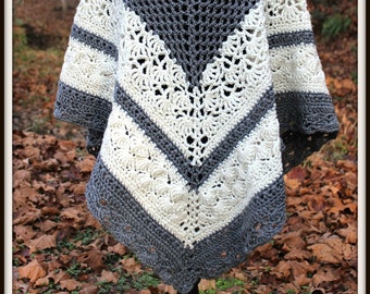 Multi Stitch Poncho Crochet Pattern - Boho Chic Shawl Wrap - Winter Spring Fall Fashion - Med to XL Unisex  - PDF Pattern