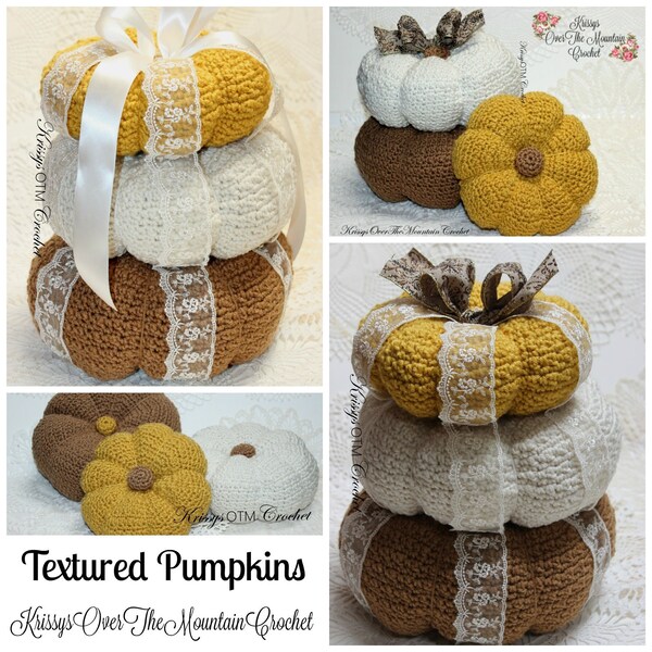 Big Crochet Pumpkin Pattern - Pumpkin Tower - Chart - Photo Tutorial - 3 Sizes - KrissysOverTheMountainCrochet