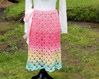 Skirt Crochet Pattern - Lace Crochet Skirt - Crochet Shell Fan Stitch - Plus Sizes Included - Krissys Over The Mountian Crochet