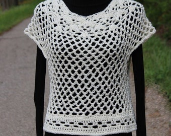 Crochet Tunic Pattern: Lace Top, Swim Cover (S-XL)