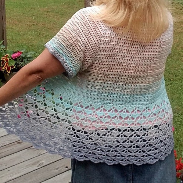 Sweater Cardigan Crochet Pattern Morning On The Beach - Womens Fall Spring Fashion - xs thru Plus - Video Support - Easy To Read Pattern