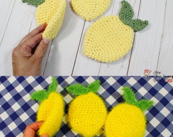 Bundle Lemon Dishcloth & Scrubby - Lemon Farmhouse Kitchen Decor - Gift Idea - Housewarming - Friendship Gift