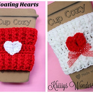 Coffee Cozy Crochet Pattern - Heart Crochet Pattern - 3D Heart - Easy - Valentine's Day - Sweetheart - Krissys Over The Mountain Crochet