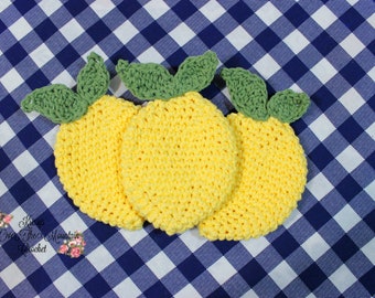 Lemon Dishcloth Crochet Pattern - Cotton Washcloth - Lemon Farmhouse Kitchen Decor - Summer Designs - Summer Celebration KrissysOTMCrochet