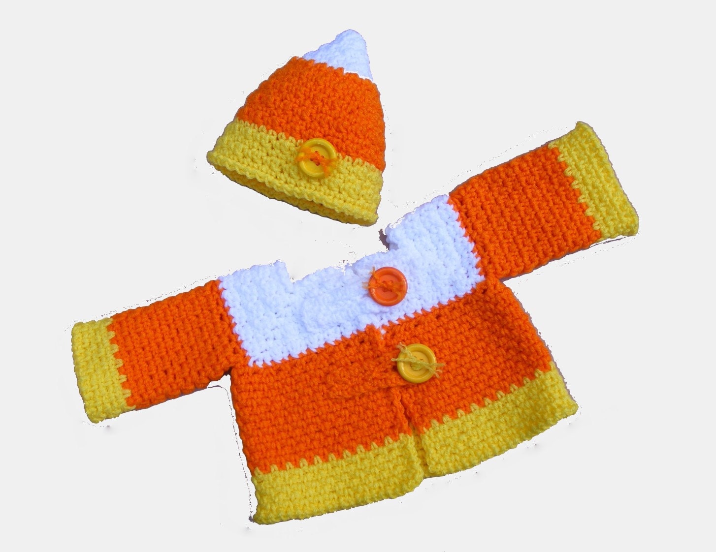 Candy Corn Baby Sweater and Hat Pattern