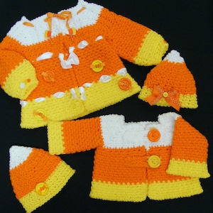 Ebook - Candy Corn Crochet Hat and Sweater Patterns Boy Girl - Infant Baby Children Sizes - Children's Fall Fashion - KrissysOTMCrochet