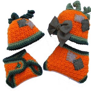 Pumpkin Hat Crochet Pattern - Diaper Cover Pattern - Baby Crochet Pattern - Girls or Boys - Photo Prop No. 61