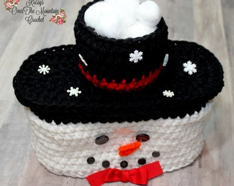 Snowman Toilet Paper Toilet Paper Cover Crochet Pattern - Winter Time Fun - Home Decor - Bathroom Basket - KrissysOverTheMountainCrochet