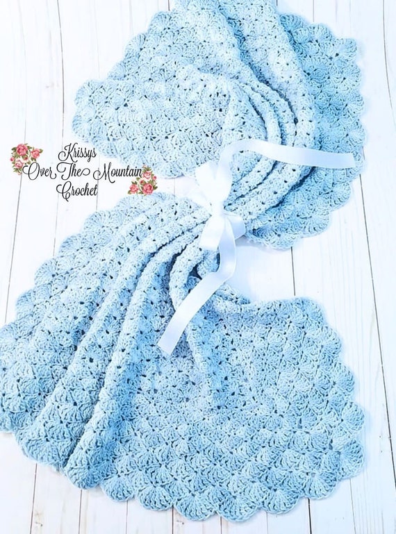 Easy to Crochet Cotton Baby Blanket Pattern: Shell Stitches Afghan - Organic Crochet - Baby Shower Gift - PDF