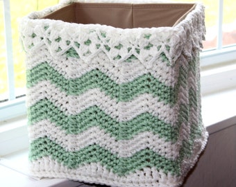 Lace Crochet Basket Pattern - Square Crochet Basket - Crochet Storage - Child's Toy Box - No. 98