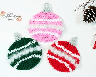 Christmas Ornament Bulb Dishcloth Crochet Pattern - Pot Scrubber - Quick & Fun To Crochet - Friend Gift - Kitchen Cleaning Cloth - Bathroom