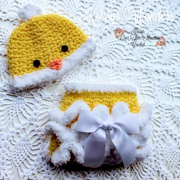 Baby Chicken Crochet Pattern -  Chicken Hat - Fuzzy Bottom Diaper Cover - Crochet Soaker - Chicken Diaper Cover Pattern - Easter Crochet