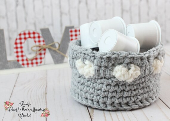 K Cup Basket Crochet Pattern Heart Stitch Crochet Stitch Round Basket Kitchen Storage Valentines Gift Farmhouse Decoration Etsy Australia