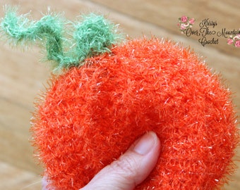 Pumpkin Pot Scrubber Crochet Pattern - Scrubby Crochet Pattern - Bathroom or Kitchen Scrubber, Fall Kitchen Decor PDF Pattern