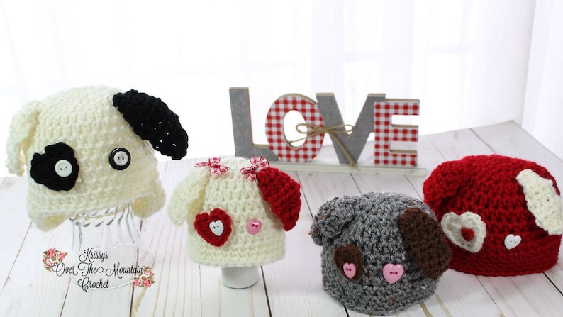 Preemie Puppy Dog Hat Crochet Pattern 4 tailles Micro Preemie Preemie Nouveau-né 0-3 mois. Tutoriel photo Comment embellir Facile image 4