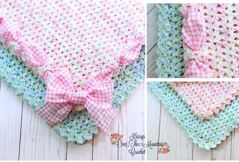 Modèle de couverture de bébé au crochet simple point de crochet iris cadeau de baby shower Une seule pelote de laine nécessaire Convient aux débutants image 4