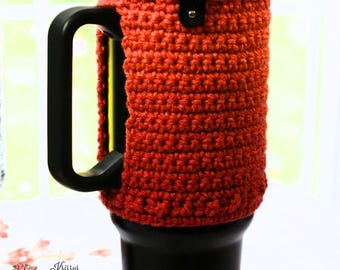 Fun Crochet Pattern For Tumbler Wrap - 40 oz Handled Cup - Easy And Fast To Crochet Cup Cozy - Gift Idea - Bow & Embellishement Tutorial