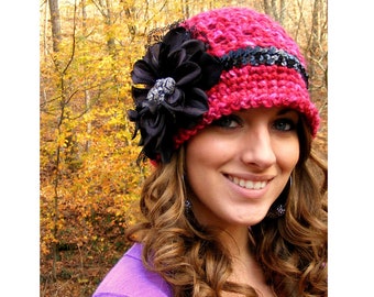 Crochet Hat Pattern - All Sizes - Womans Crochet Hat Pattern - Tutorial 4 Flower  Vintage Jewelry App n Lace No.58