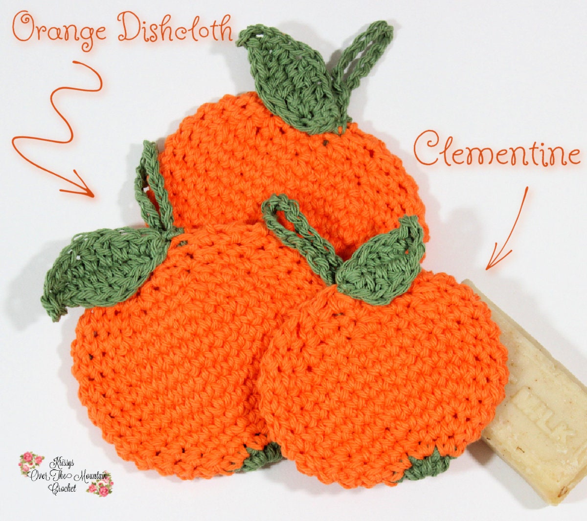 30 3D Crochet Patterns for Texture, Shape, and Standout Handmade Projects 13 Orange and Clementine Dishcloth Set
