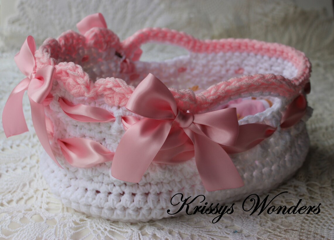 Crochet Moses Basket 8 12 Inch Doll Embellishment Tutorial Etsy