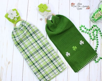 Crochet Shamrock Towel Topper Pattern: St Patricks Day Decor (PDF Pattern)