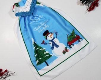 Easy Christmas Towel Topper Crochet Pattern - Christmas Festive Holiday Decor - Lovely Snowman Towel Topper - Friend Gift - PDF