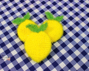 Lemon Scrubby Crochet Pattern - Kitchen Pot Scrubber - Summer Kitchen and Bath Decor - PDF
