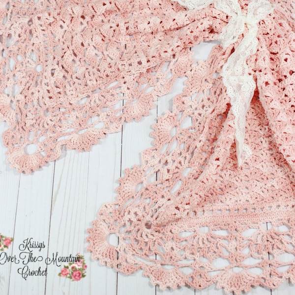 Lace Baby Blanket Crochet Pattern - Christening Lace Afghan - Shell Stitch Sampler - Charts & Video Support - Heirloom Designs - Baby Shower