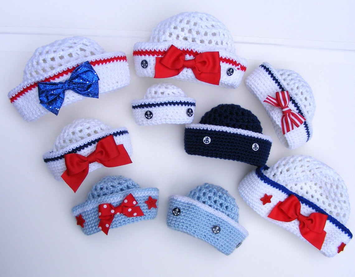 Crochet Sailor Hat Crochet Hat Patterns Easy 8 Sizes - Etsy