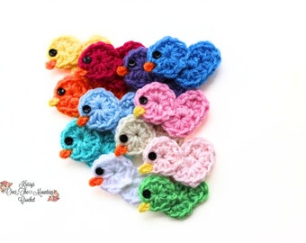 Crochet Applique Pattern For Rubber Ducky Little Chicken - Easy To Crochet -Photo Tutorial