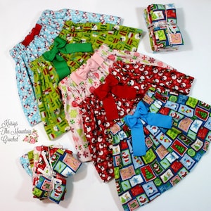 Girls Christmas Flannel Skirt Sewing Pattern: Easy Bow Waistband (PDF Pattern)