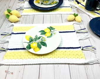 Farmhouse Crochet Placemat Pattern: Easy Lemon Decor (PDF Pattern)