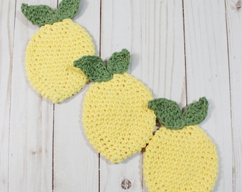 Crochet Lemon Dishcloth and Scrubby Set Farmhouse Kitchen Decor - 2 Patterns - Housewarming Gift
