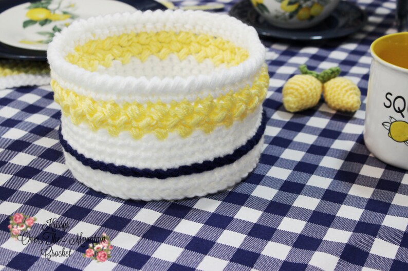 Basket Crochet Pattern Lemon Farmhouse Decor DIY Stiff Etsy
